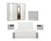 Komplettes Schlafzimmer-Set Heaven in Weiß und Eiche mit Bett, Schrank, Kommode und Nachttischen.
