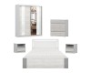 Komplettes Schlafzimmer-Set Heaven: Bett, Schwebetürenschrank, Kommode und Nachttische.