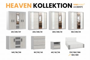 HEAVEN 32 Schiebetürenschrank 203 cm breit Kleiderschrank Schwebetürenschrank Spiegelfront Deine Möbel