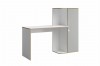 Schreibtisch-Kombination in Weiß mit geschlossenem Schrankteil für ein ordentliches Büro.