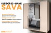 Kledingkast Sava in beige met spiegelfront en praktische vouwdeuren voor veel opbergruimte in de slaapkamer.