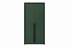 Dunkelgrüner Kleiderschrank mit zwei Türen und eleganten schwarzen Metallgriffen.