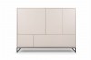 Modernes beiges Highboard mit schwarzen Metallbeinen, geschlossene Frontansicht.