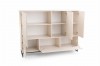 Beiges Sideboard mit offenen Türen und Klappfach, Stauraum für Wohn- oder Esszimmer.