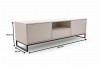 Maße des beigen TV-Lowboards: 160 cm Breite, 48,5 cm Höhe und 45 cm Tiefe für das Wohnzimmer.