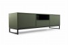 Modernes TV-Lowboard in Olivgrün mit minimalistischem schwarzem Metallgestell aus der Geneve Serie.