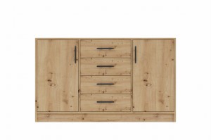 Schlafzimmer-Set SAM A Schlafzimmer Schrank SRL1 Kommode SRK1 Bett SR6 Nachttisch SR7, 5-tlg., Eiche Artisan Deine Möbel