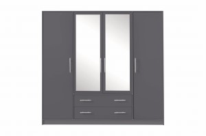 Schlafzimmer-Set SAM A Schlafzimmer Schrank SRL1 Kommode SRK1 Bett SR6 Nachttisch SR7, 5-tlg., Anthrazit Deine Möbel