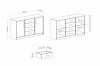 Maßzeichnung für ein 140 cm breites Sideboard mit Innenansicht