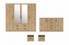 Möbelset für Schlafzimmer in Eiche: Kleiderschrank, Sideboard und Nachttische.