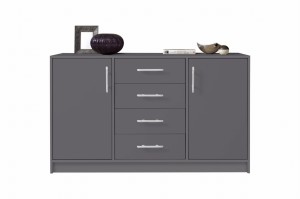Schlafzimmer-Set SAM B Anthrazit Schlafzimmer (Schrank SRL1 Kommode SRK1 Nachttisch SR7, 4-tlg. Deine Möbel