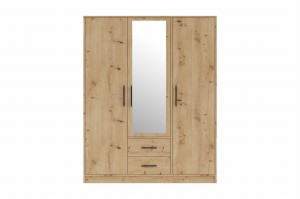 Schlafzimmer-Set SAM C Eiche Artisan Schlafzimmer Flur Kleiderschrank SRL2 3-türig 150 cm mit Spiegel Kommode SRK2 Deine Möbel