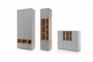 OLAF D Kinderzimmer-Set Jugendzimmer-Set Kleiderschrank Regal Kommode Sideboard Deine Möbel
