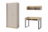 Modernes Jugendzimmer-Set bestehend aus Kleiderschrank, Schreibtisch und Wandregal.