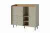 Stilvolles Sideboard in Salbeigrün und Eiche mit schwarzen Metallfüßen für das moderne Wohnen.