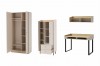 Funktionales Möbelset mit offenem Kleiderschrank und Regal zur Stauraumansicht.