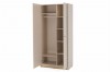 Moderner Kleiderschrank in Beige, offen mit Kleiderstange und Regalfächern für optimale Organisation.