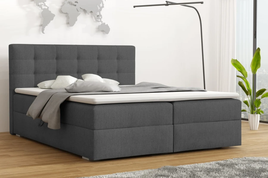 Stilvolles Schlafzimmer Ambiente mit dem Florida Boxspringbett in Grau