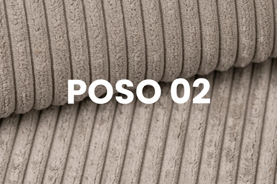 Detailansicht des Cordstoffs Poso 02 in Beige für Polstermöbel und Boxspringbetten.