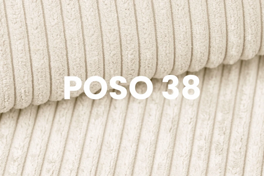 Beige Cord-Stoffprobe POSO 38, hochwertige Textur für Polstermöbel.