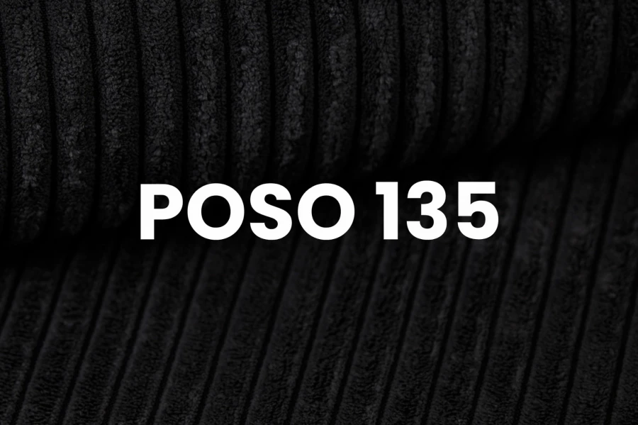 Nahaufnahme von schwarzem Cord-Polsterstoff POSO 135 für Möbel.