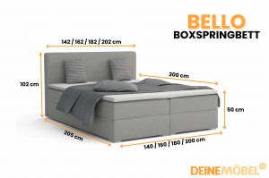 BELLO Boxspringbett mit Bettkasten Matratzen H3 H4 Velours Deine Möbel