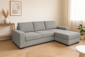 CORD Ecksofa L-Couch Sofa Eckgarnitur Poso Cord inkl. Schlaffunktion Bettkasten Deine Möbel