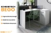 Schreibtisch BEGO in Weiß: Moderner Eckschreibtisch mit ergonomischem Design und viel Stauraum.