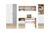 Modernes Jugendzimmer Möbel-Set in Weiß, Grau und Eiche mit Schreibtisch und Schrank.