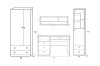 Technische Zeichnung mit Maßen für das Poko Jugendzimmer Möbel-Set.