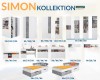 Übersicht Simon Kollektion Jugendmöbel in Weiß-Grau mit Maßen für Kleiderschrank und Bett.