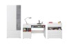 Modernes Kinderzimmer-Set in Weiß und Grau mit Schrank, Schreibtisch und Kommode.
