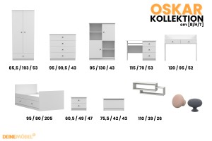 OSCAR Schminktisch Schreibtisch in Weiß / Cashmere Deine Möbel