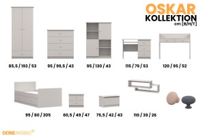 OSCAR A Jugendzimmer-Set in Weiß / Cashmere Deine Möbel