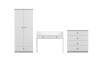 Weißes Möbelset fürs Kinderzimmer: 2-türiger Kleiderschrank, Schreibtisch und Kommode.