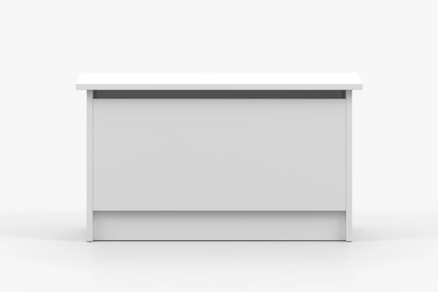 Minimalistischer weißer Schreibtisch oder Sideboard für eine moderne Inneneinrichtung.