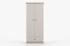 Moderner Kleiderschrank für Kinder in Beige mit schwarzen Knöpfen und Schublade.