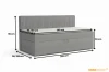 Productafmetingen van het boxspringbed met details over hoogte, breedte en lengte van 200 cm.
