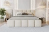 Modern gestoffeerd bed Vivian in beige van bouclé-stof voor een gezellige slaapkamer.