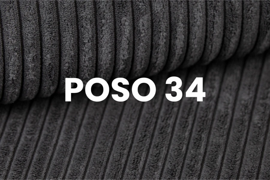 Close-up of the high-quality corduroy fabric Poso 34 in dark grey for upholstered furniture.