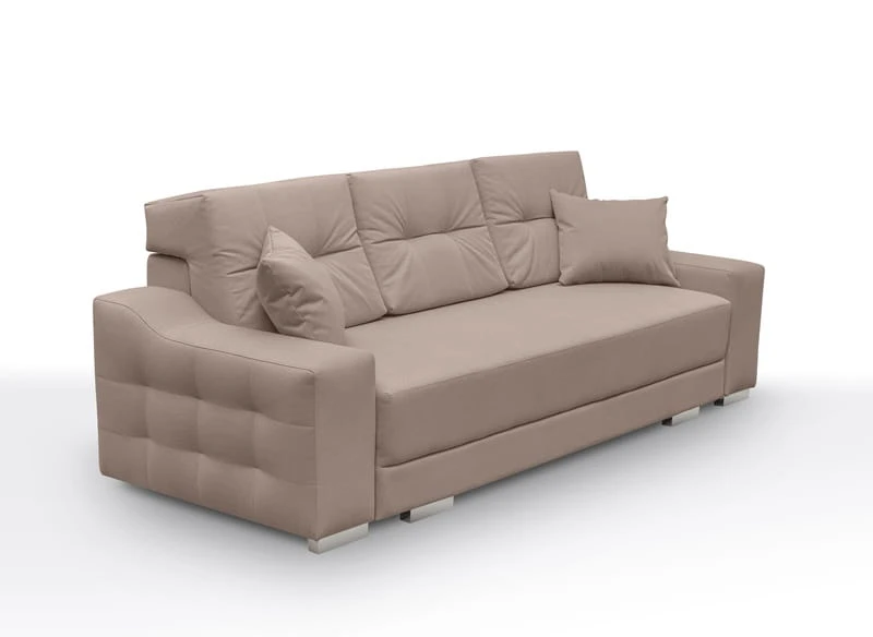Beiges 3-Sitzer Sofa mit Kissen und modernen Metallfüßen