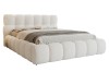 Freigestelltes LUVA Polsterbett in weißem Bouclé-Stoff mit modernem Design.