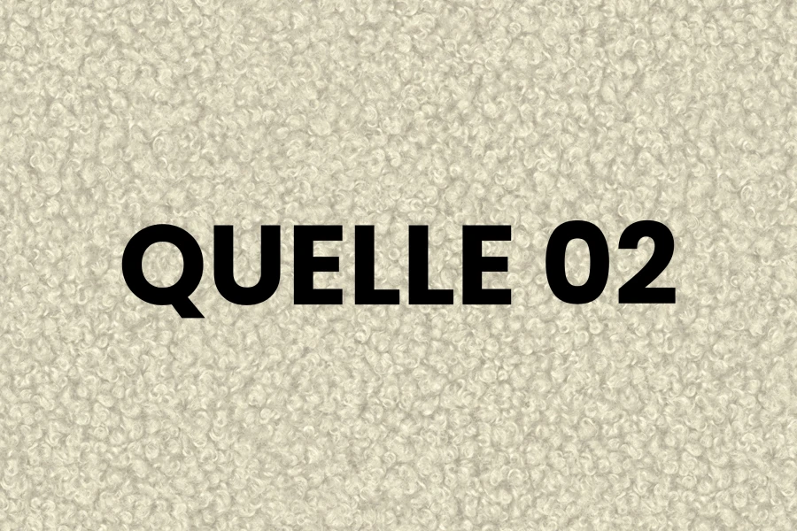 Nahaufnahme von beigem Bouclé-Stoff mit weicher Textur für Polstermöbel.