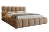 Freigestelltes braunes Polsterbett aus weichem Teddy-Stoff mit modernem Design.