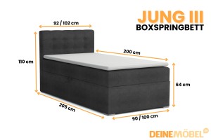 JUNG 3 Boxspringbett Polsterbett Komplettbett