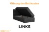 Einzel-Boxspringbett mit Stauraum: Bettkasten-Öffnung auf der linken Seite.