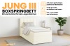 Boxspringbett JUNG III in Beige mit Bettkasten und 4cm Kaltschaumtopper fürs Jugendzimmer.