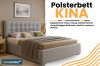 Modernes Polsterbett KINA in Hellgrau mit gestepptem Kopfteil im Schlafzimmer.
