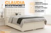 Beiges Boxspringbett Claudia mit Bettkasten und Topper für stilvolles Schlafen.