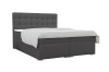 Freigestelltes graues Boxspringbett mit Steppung am Kopfteil auf weißem Hintergrund.